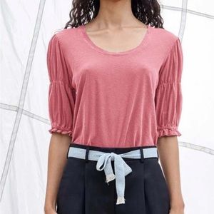 Sundry Double puff sleeve top in size Large  100% cotton NWT